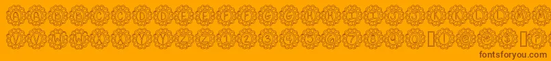 Czcionka FlowerPowerHollow – brązowe czcionki na pomarańczowym tle