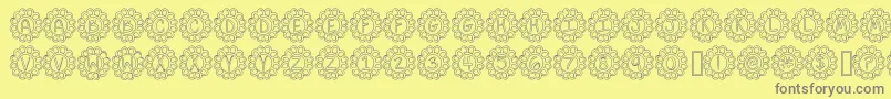 FlowerPowerHollow Font – Gray Fonts on Yellow Background