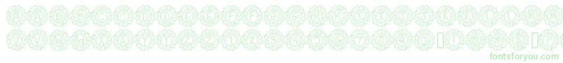 FlowerPowerHollow-Schriftart – Grüne Schriften auf weißem Hintergrund