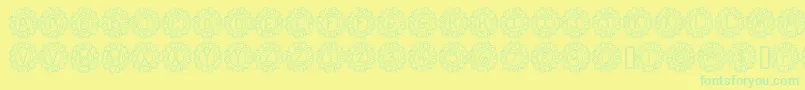 FlowerPowerHollow Font – Green Fonts on Yellow Background