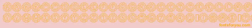 FlowerPowerHollow-Schriftart – Orangefarbene Schriften auf rosa Hintergrund