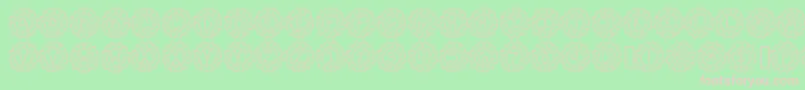 FlowerPowerHollow-Schriftart – Rosa Schriften auf grünem Hintergrund