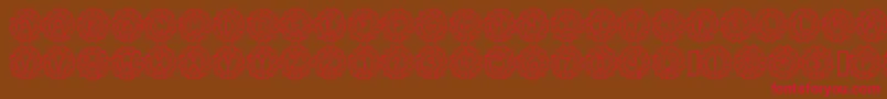 FlowerPowerHollow-Schriftart – Rote Schriften auf braunem Hintergrund