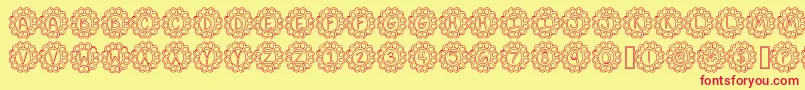 FlowerPowerHollow-fontti – punaiset fontit keltaisella taustalla