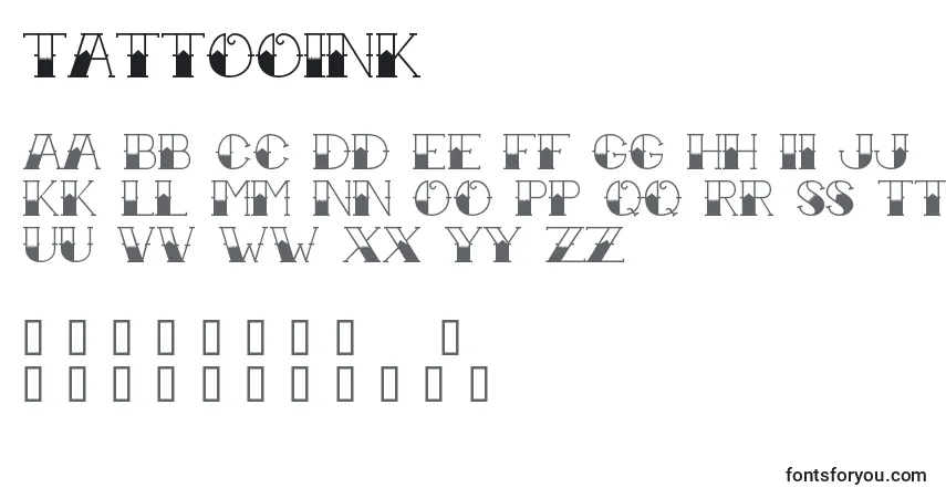 A fonte TattooInk – alfabeto, números, caracteres especiais