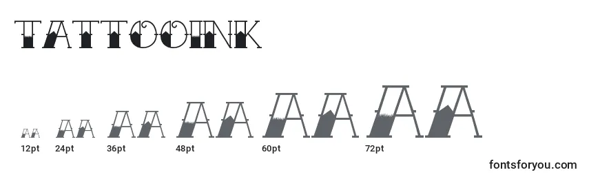 Размеры шрифта TattooInk