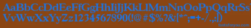 フォントGascogneSerialBoldDb – 茶色の背景に青い文字