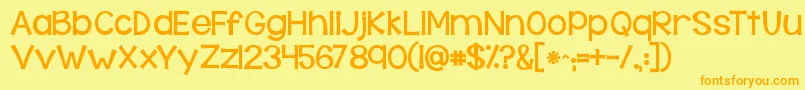 Czcionka Kgbehindthesehazeleyes – pomarańczowe czcionki na żółtym tle