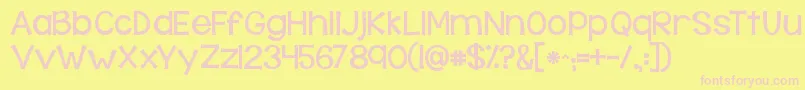 Kgbehindthesehazeleyes-fontti – vaaleanpunaiset fontit keltaisella taustalla