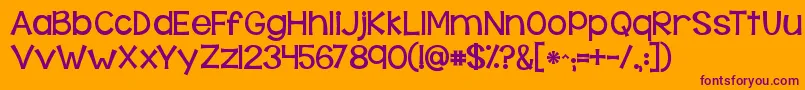Kgbehindthesehazeleyes-fontti – violetit fontit oranssilla taustalla
