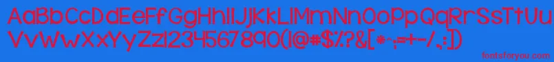 Kgbehindthesehazeleyes-Schriftart – Rote Schriften auf blauem Hintergrund