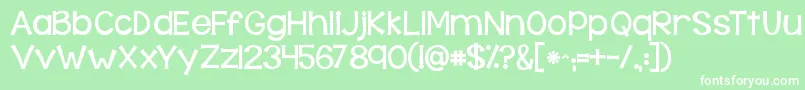Lisätietoja Kgbehindthesehazeleyes-fontista Kgbehindthesehazeleyes-fontti – valkoiset fontit vihreällä taustalla