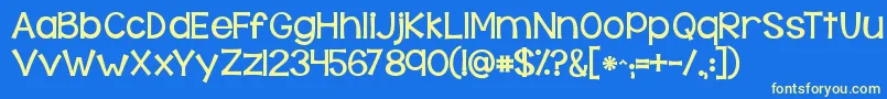 Czcionka Kgbehindthesehazeleyes – żółte czcionki na niebieskim tle