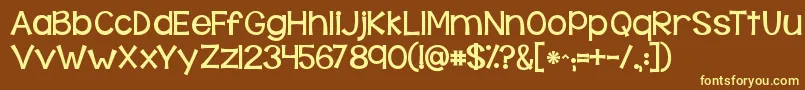 Kgbehindthesehazeleyes-fontti – keltaiset fontit ruskealla taustalla