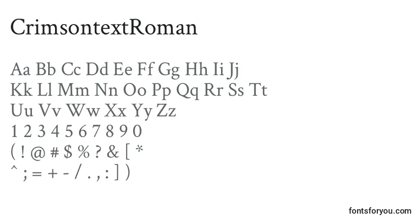 Czcionka CrimsontextRoman – alfabet, cyfry, specjalne znaki