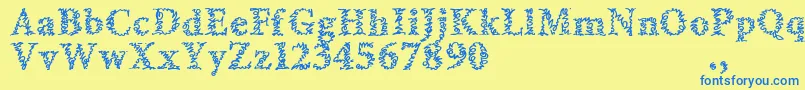 フォントAmltrial – 青い文字が黄色の背景にあります。