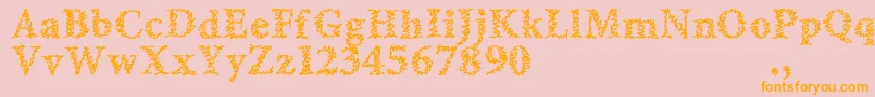 Amltrial-Schriftart – Orangefarbene Schriften auf rosa Hintergrund