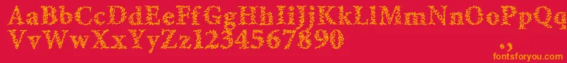 フォントAmltrial – 赤い背景にオレンジの文字