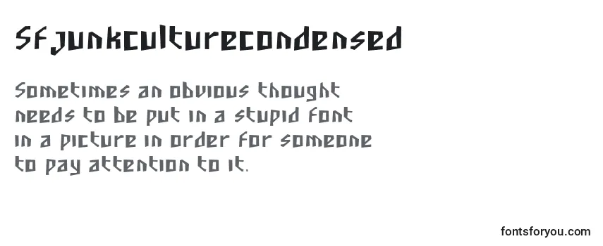 Review of the Sfjunkculturecondensed Font