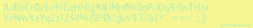フォントScamofobiarainc – 黄色い背景に緑の文字