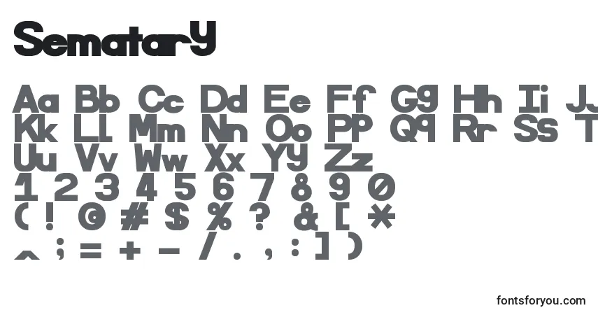 Semataryフォント–アルファベット、数字、特殊文字