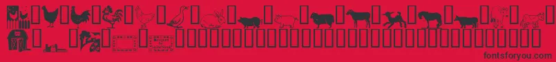 LcrOnTheFarm-Schriftart – Schwarze Schriften auf rotem Hintergrund