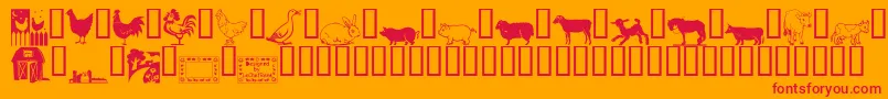 Czcionka LcrOnTheFarm – czerwone czcionki na pomarańczowym tle