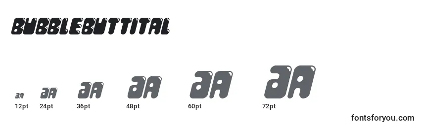 Bubblebuttital Font Sizes
