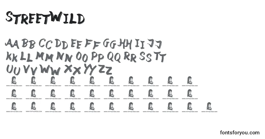 A fonte StreetWild – alfabeto, números, caracteres especiais