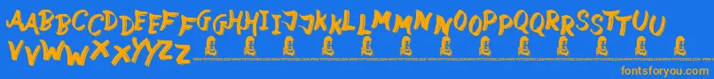 StreetWild-Schriftart – Orangefarbene Schriften auf blauem Hintergrund