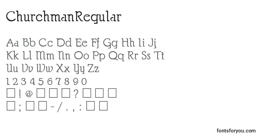 ChurchmanRegularフォント–アルファベット、数字、特殊文字