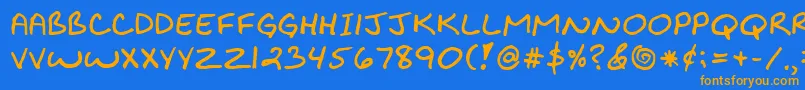 BiklyBold Font – Orange Fonts on Blue Background