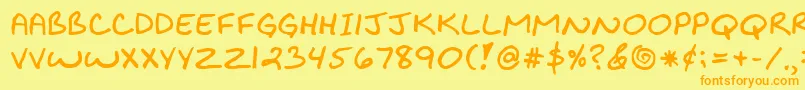 BiklyBold-Schriftart – Orangefarbene Schriften auf gelbem Hintergrund