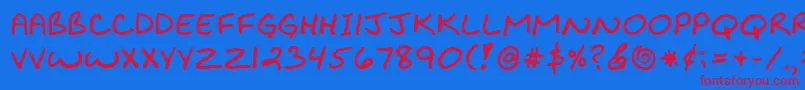 BiklyBold Font – Red Fonts on Blue Background
