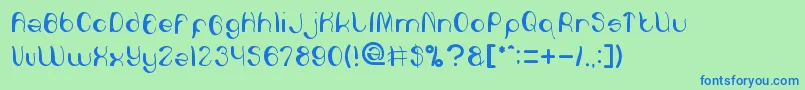 Saiba mais sobre a fonte HeartAndLove Fonte HeartAndLove – fontes azuis em um fundo verde