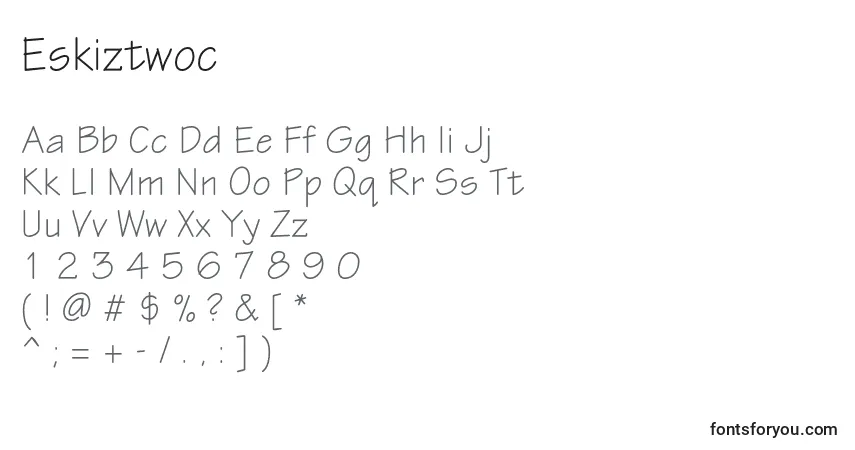 Eskiztwoc-fontti – aakkoset, numerot, erikoismerkit