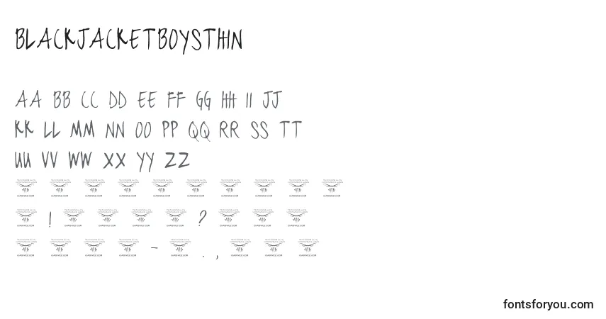 Schriftart BlackjacketboysThin (62612) – Alphabet, Zahlen, spezielle Symbole