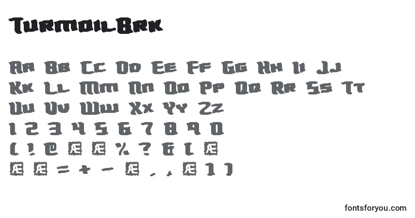 TurmoilBrk-fontti – aakkoset, numerot, erikoismerkit