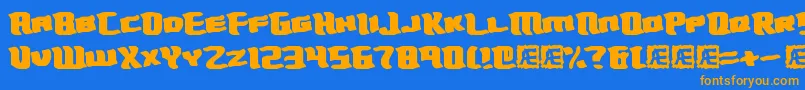 フォントTurmoilBrk – オレンジ色の文字が青い背景にあります。