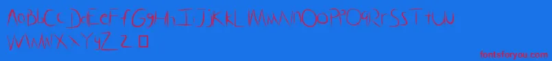 GlassHand-Schriftart – Rote Schriften auf blauem Hintergrund