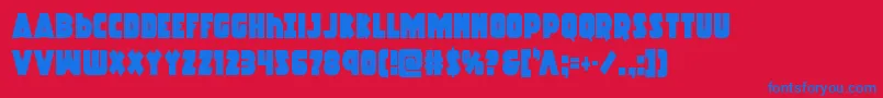 Racketsquadcond-Schriftart – Blaue Schriften auf rotem Hintergrund