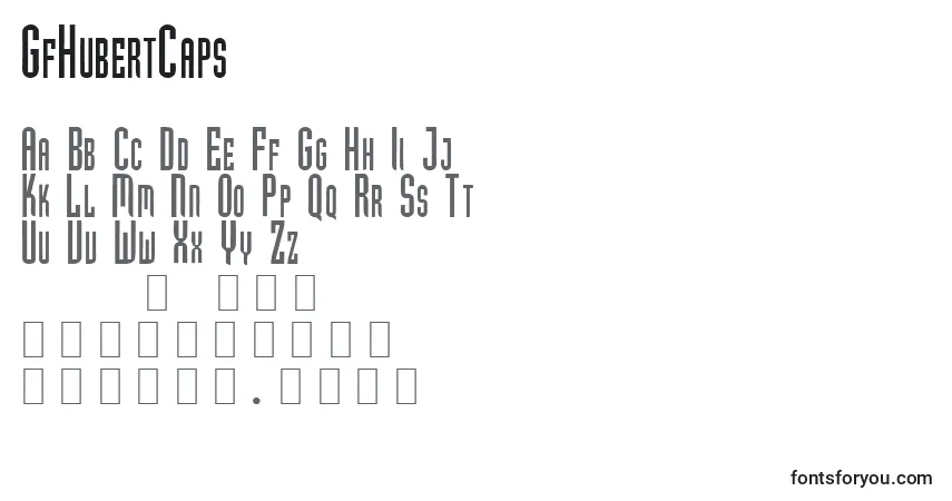 Czcionka GfHubertCaps – alfabet, cyfry, specjalne znaki