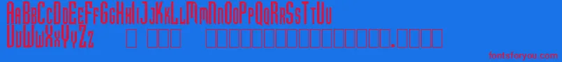 GfHubertCaps-Schriftart – Rote Schriften auf blauem Hintergrund