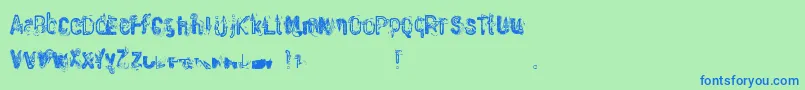 WasteOfPaint Font – Blue Fonts on Green Background