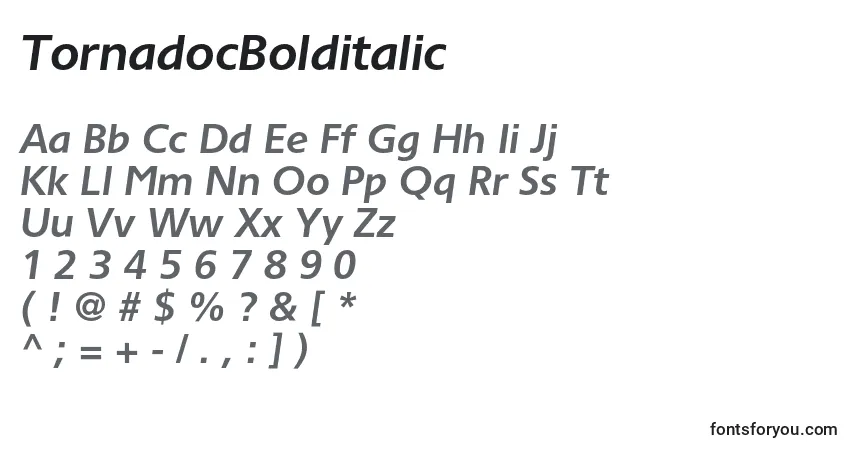 Шрифт TornadocBolditalic – алфавит, цифры, специальные символы