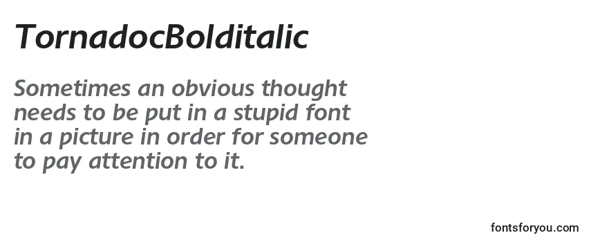Review of the TornadocBolditalic Font