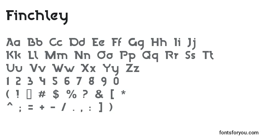 Czcionka Finchley – alfabet, cyfry, specjalne znaki