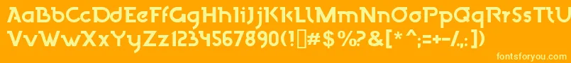 Finchley-Schriftart – Gelbe Schriften auf orangefarbenem Hintergrund