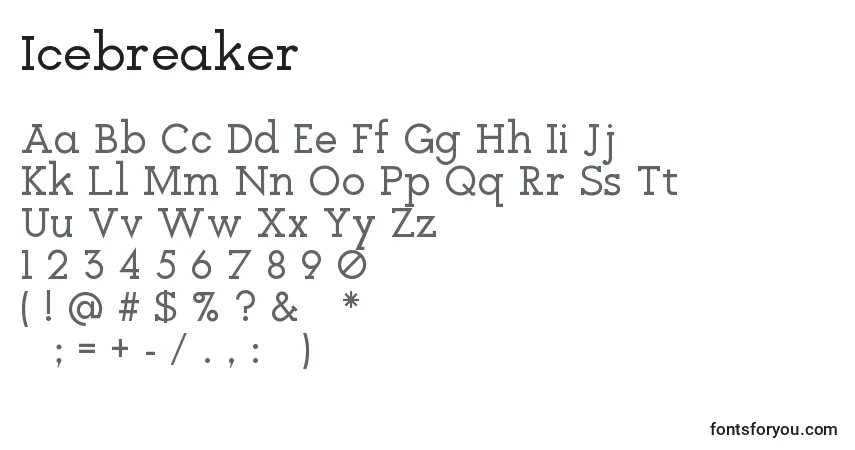 A fonte Icebreaker – alfabeto, números, caracteres especiais