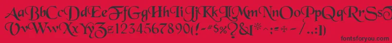 Weitere Informationen zur ToloisiRegular-Schriftart ToloisiRegular-Schriftart – Schwarze Schriften auf rotem Hintergrund